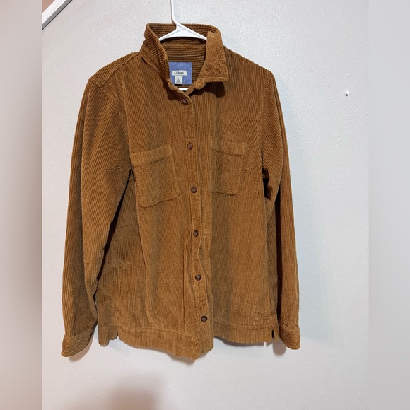 L.L. Bean Jackets & Blazers - L.L.Bean women’s  Long Sleeve Button-Up Shirt Brown Corduroy Cotton Size L
